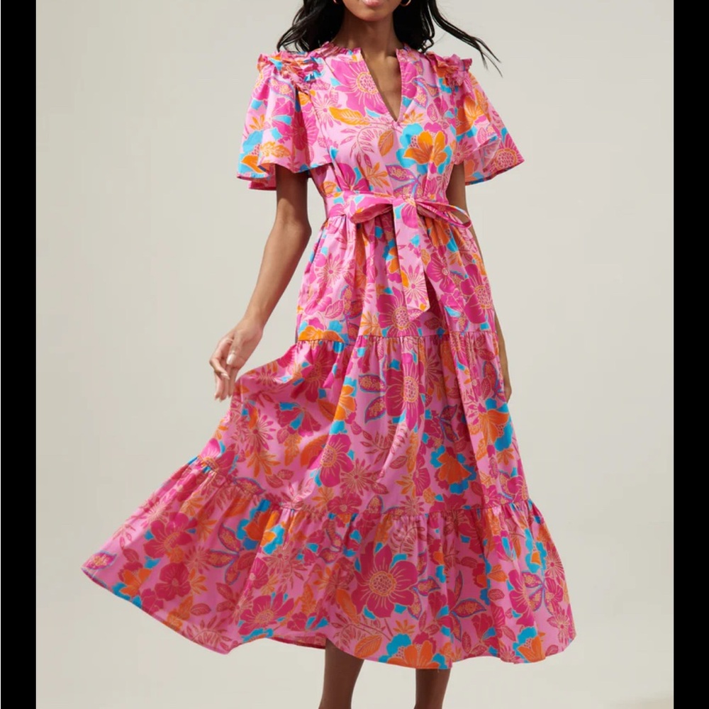 Sugarlips Pink and Orange Maxi Dress